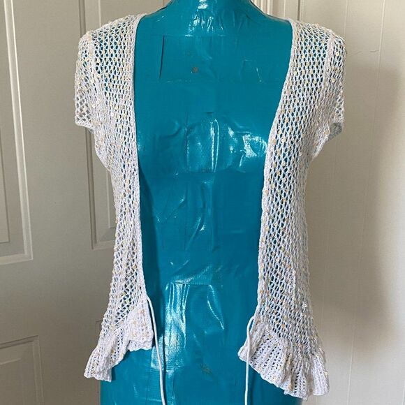 Faded Glory Crochet Boho Sequin Top Womens Size L (12-14) - Picture 6 of 9